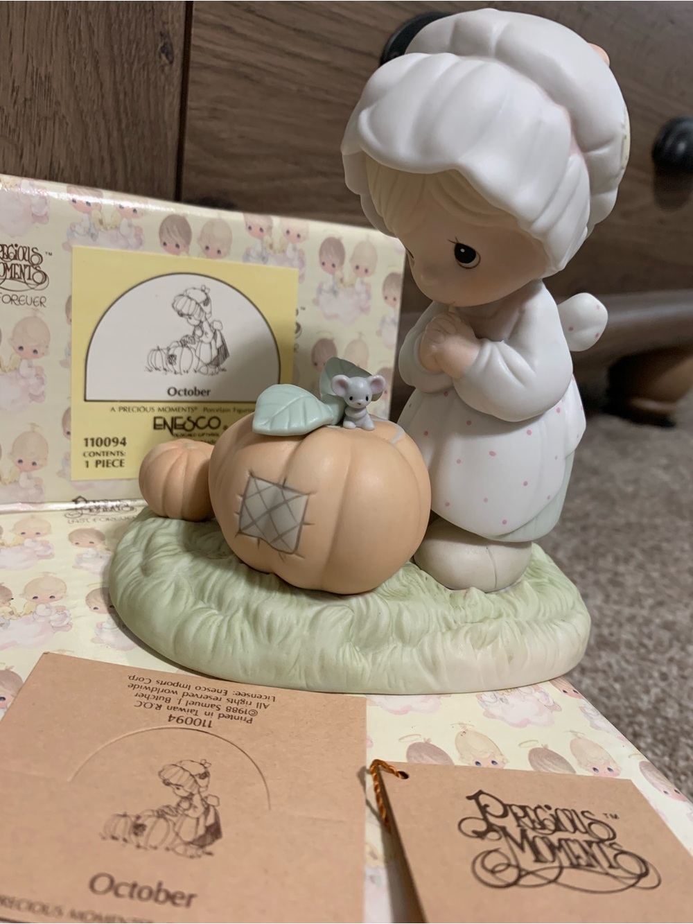 Precious Moments October 110094 1988 Vintage With Box Pumpkin Girl